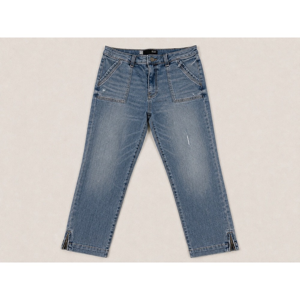 KUT from the Kloth Reese High Rise Ankle Straight Leg Jeans Blue Utility Size 12